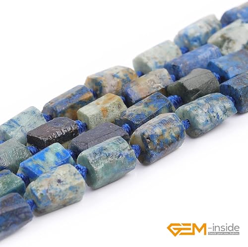 Miniatura 6 de GEM-Inside - 35 piezas de 0.315 x 0.472in, piedra de lapislázuli azul natural, piedra de crisocolla, piedra preciosa facetada, tubo de forma libre,