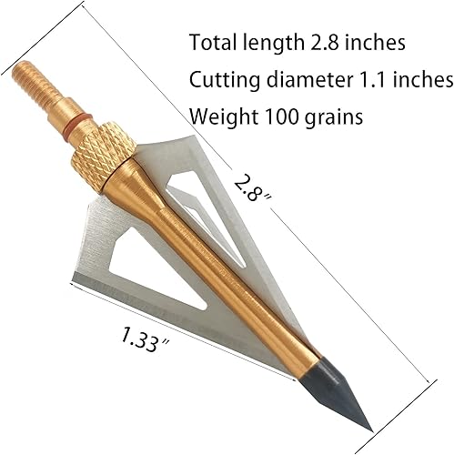 Miniatura 47 de 12 unidades de 100 granos de caza con flechas atornilladas, 3 cuchillas, puntas de flecha compatibles con ballesta y arco compuesto + 1 estuche
