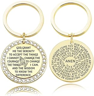 Serenity Prayer Jewelry with Praying Hands Bible Verse Gift Christian Jewelry God Grant Me The Serenity Keychain