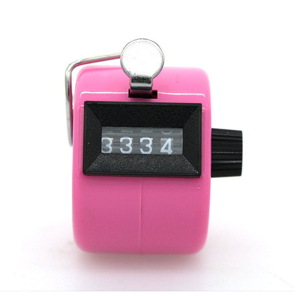 Manual Tally Counter 4 Digit Display Counter Lap Counter with Finger Ring Mechanical Palm Click Counter Pink for Stadium, Casino and Game Scores by TheBigThumb