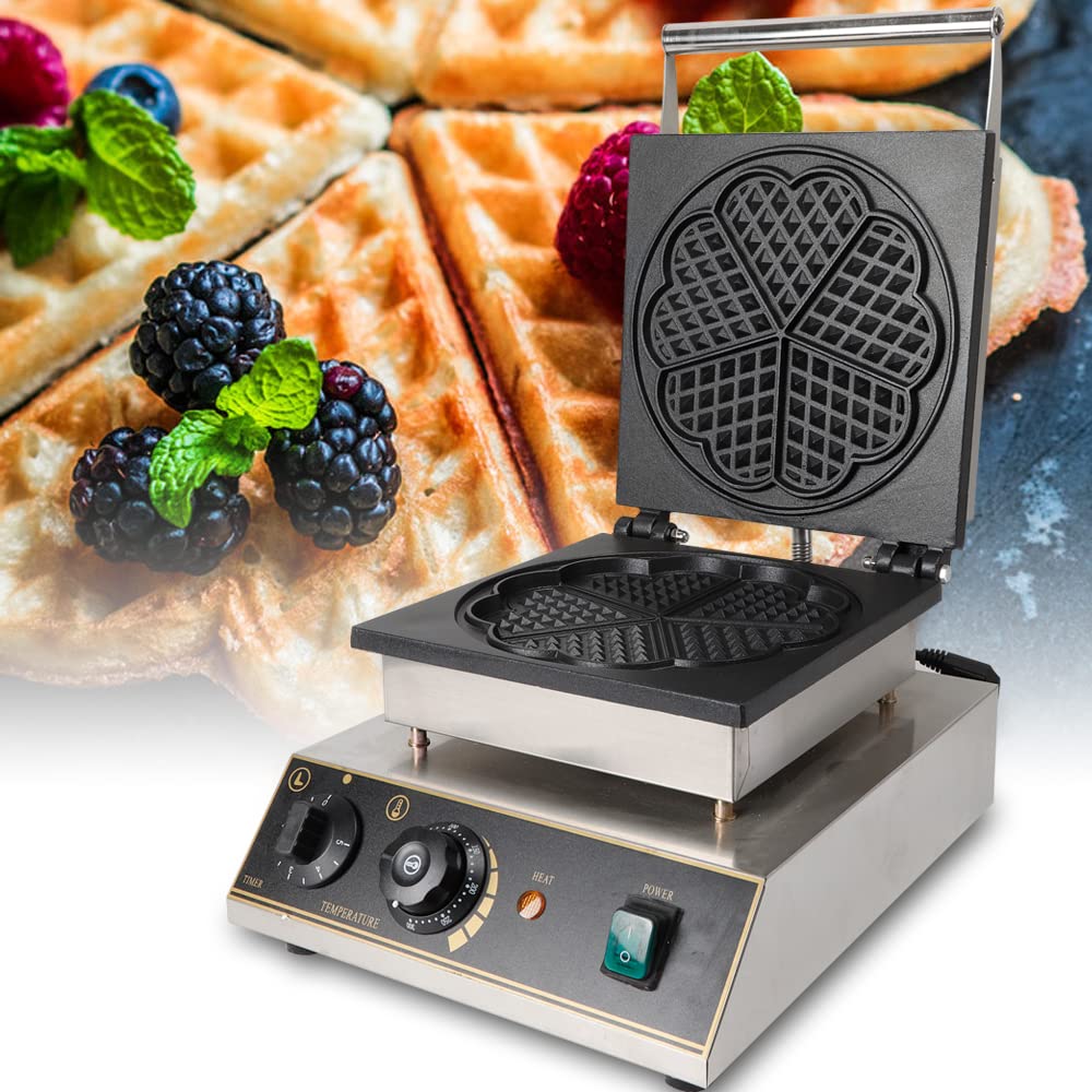 Kommerzielles Waffeleisen 1750W - Edelstahl Mit Temperaturregler Für Gastronomie