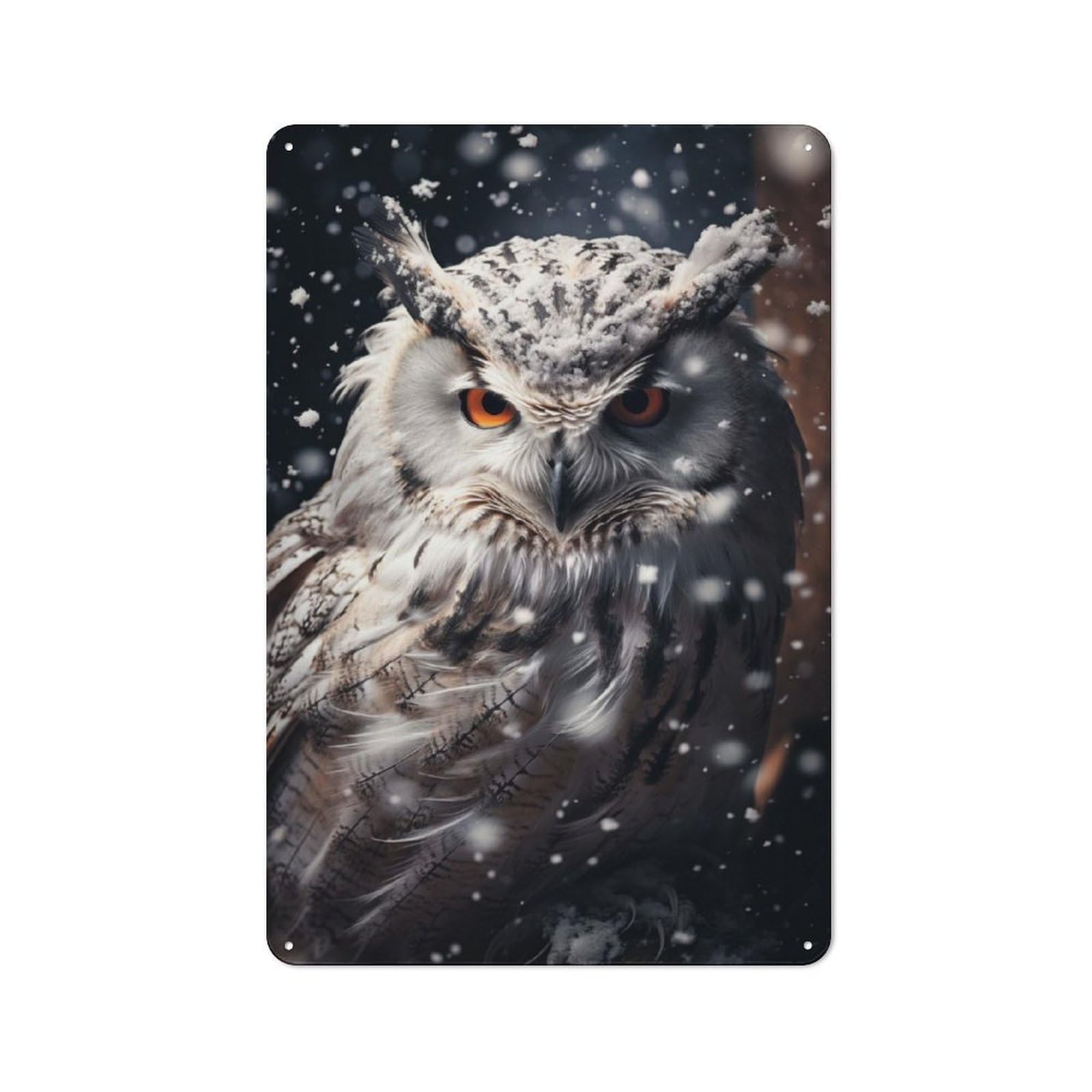 Junmoney Snowy Owl Vintage Tin Sign 30X20cm With For Man Cave Or Games Room, Suited To Wall Displays In Games Rooms And Man Caves