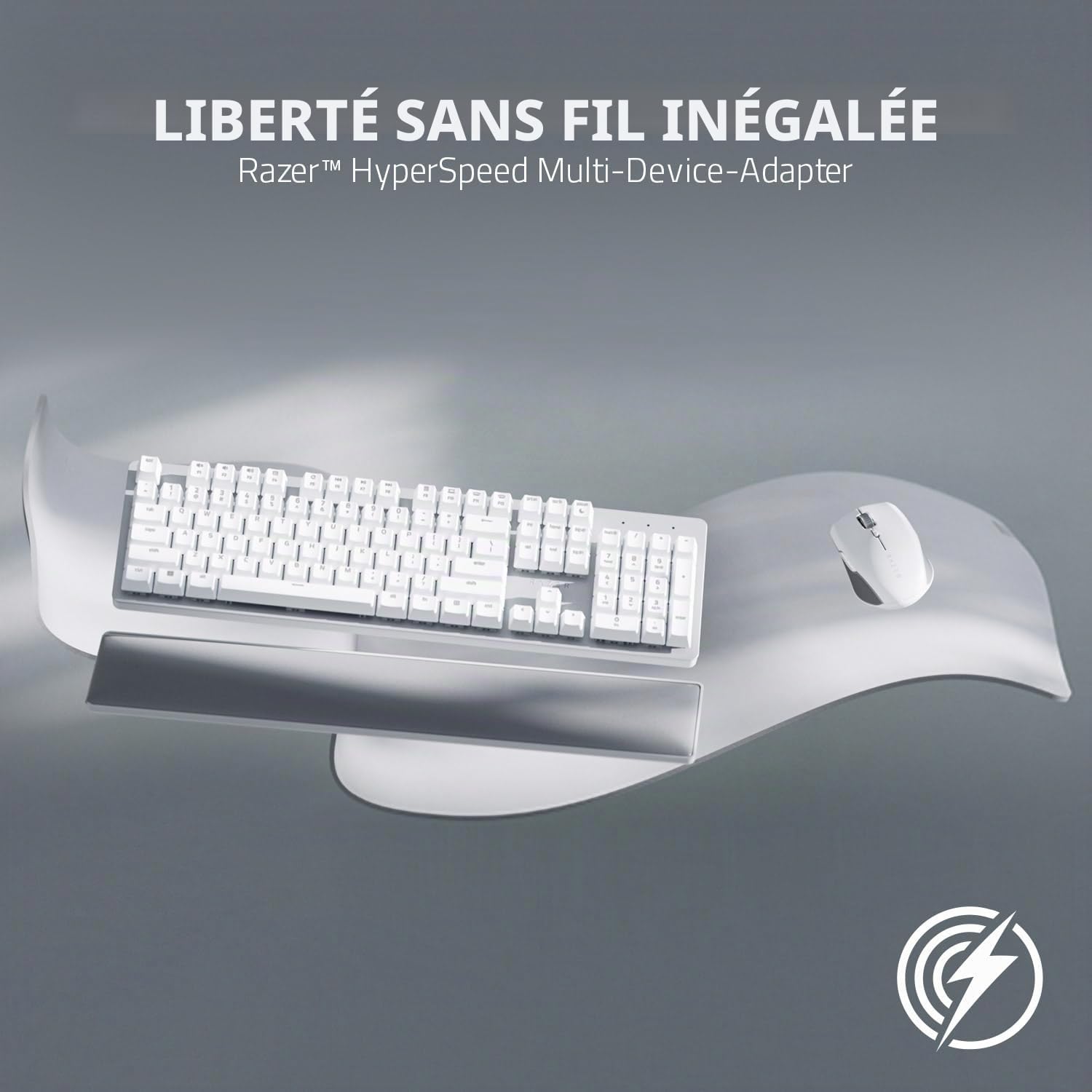 Razer Pro Type Ultra - Clavier mécanique sans Fil pour Une productivité maximale - interrupteurs Silencieux et linéaires Jaunes - RF/Bluetooth - Clavier Allemande QWERTZ | Blanc
