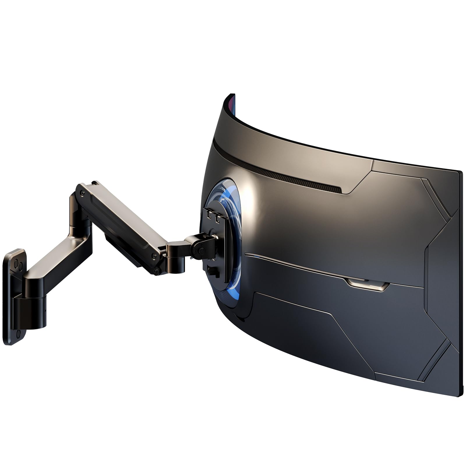 Supporto Monitor Muro per Monitor 17-49 Pollici, Braccio Monitor Muro Singolo con Molla a Gas Ergonomico Regolabile in Altezza, Rotazione e Inclinabile, Fino a 20kg, VESA 75/100 mm, Nero
