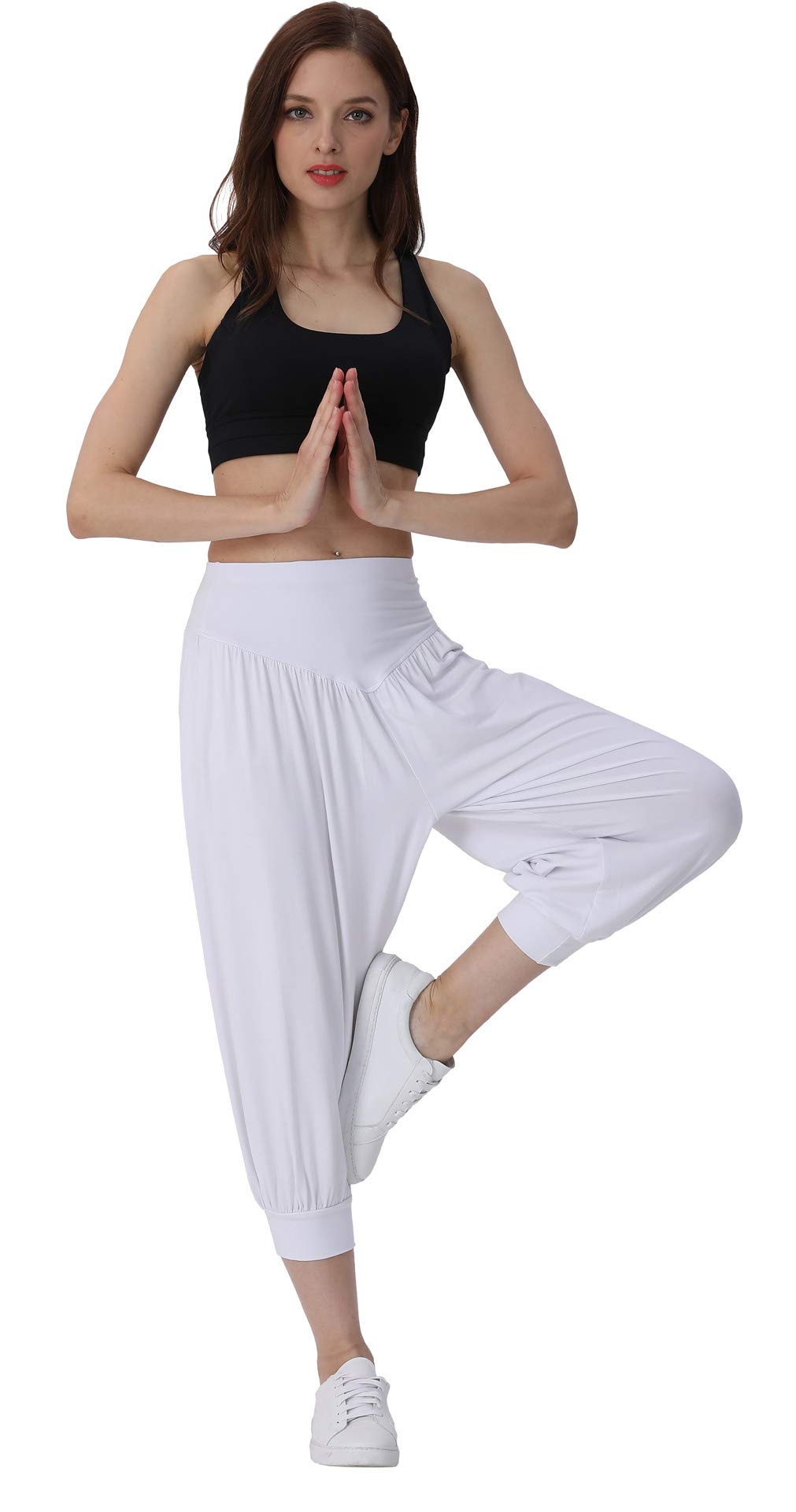 HOEREV Super Morbido Modale Spandex Harem Yoga Pilates Capris Pantaloni Ritagliata Pantaloni