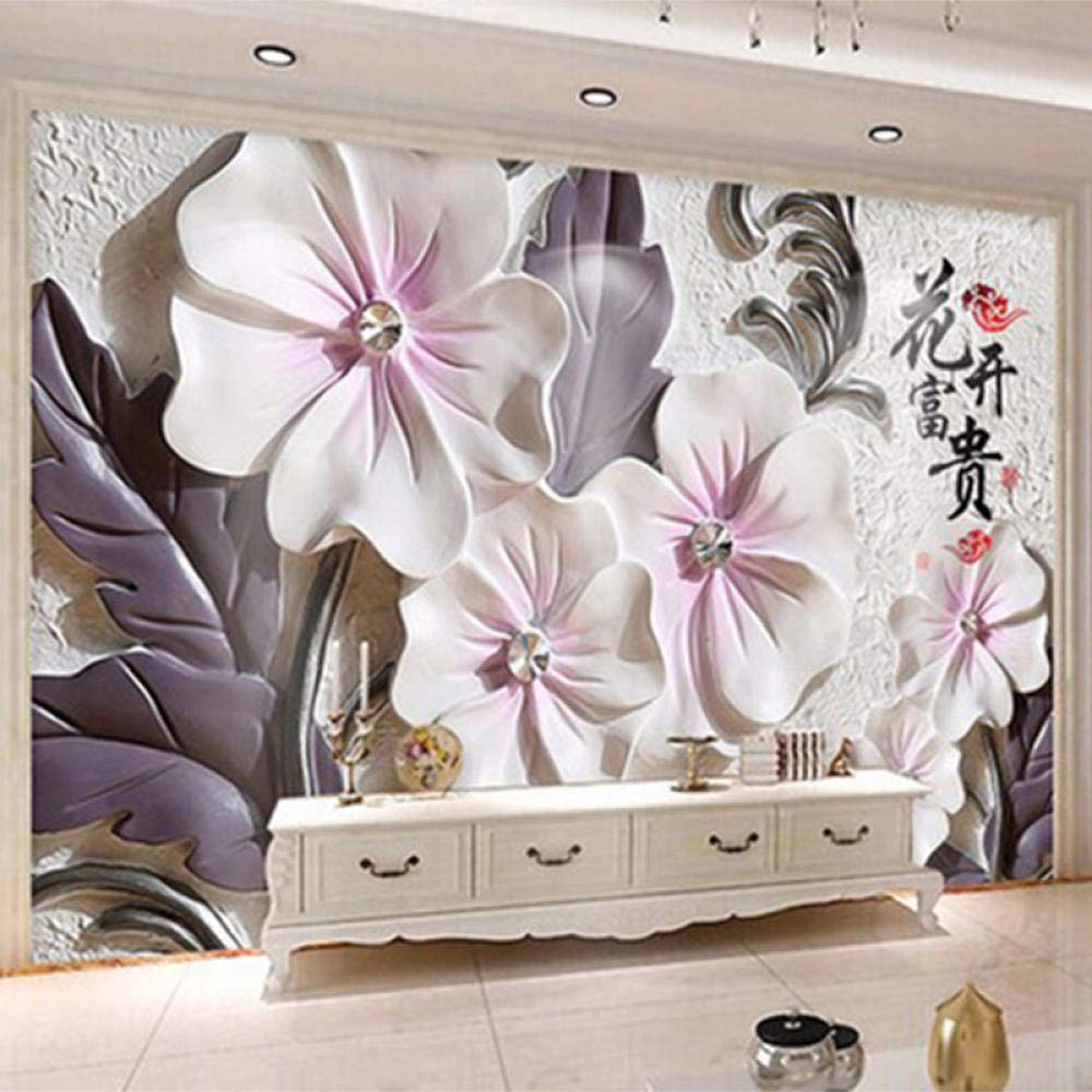 Murale 3D fleur en relief pour un salon apaisant et design moderne