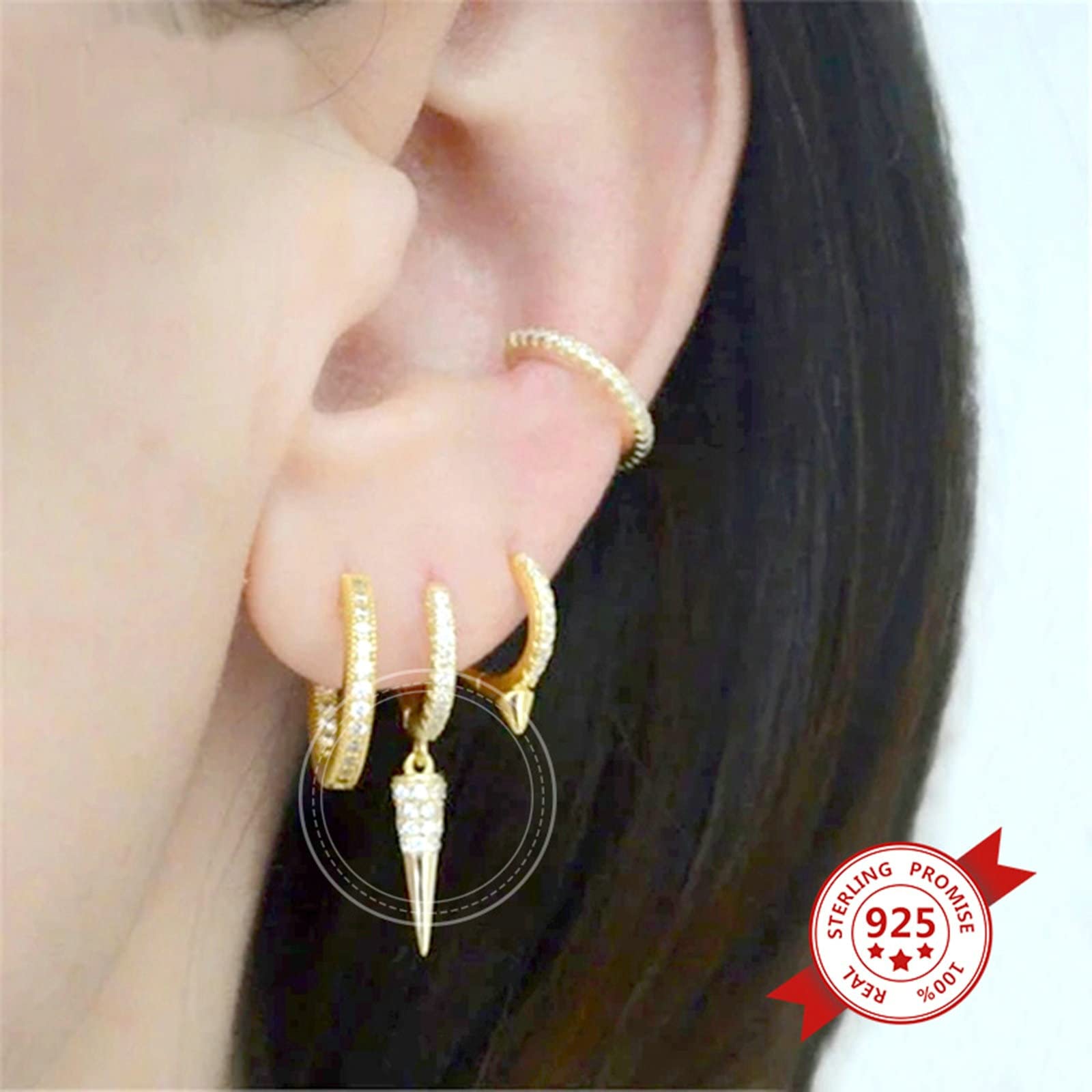 Feng Shui Ohrhänger für Damen, formell, Ohrhänger für Damen, Tropfenohrringe aus Sterlingsilber, kegelförmig, mit Zirkonia