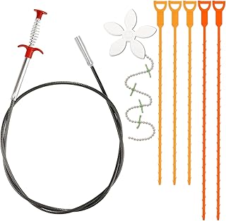 7 Pack Drain Unblocker Tools Set 1.6m Stainless Steel Plughole Unblocker Sink Unblocker 50cm und 64cm Plastics Drain Snake Unblocker Flower Shower Drain Unblocker for Kitchen Bathroom