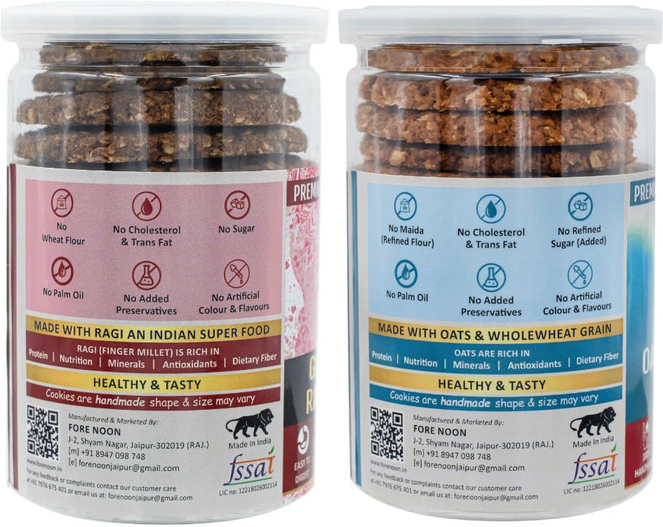 Fore Noon Oats Coconut & Gluten free Ragi Jaggery Cookies (356 g, Pack of 2) 1