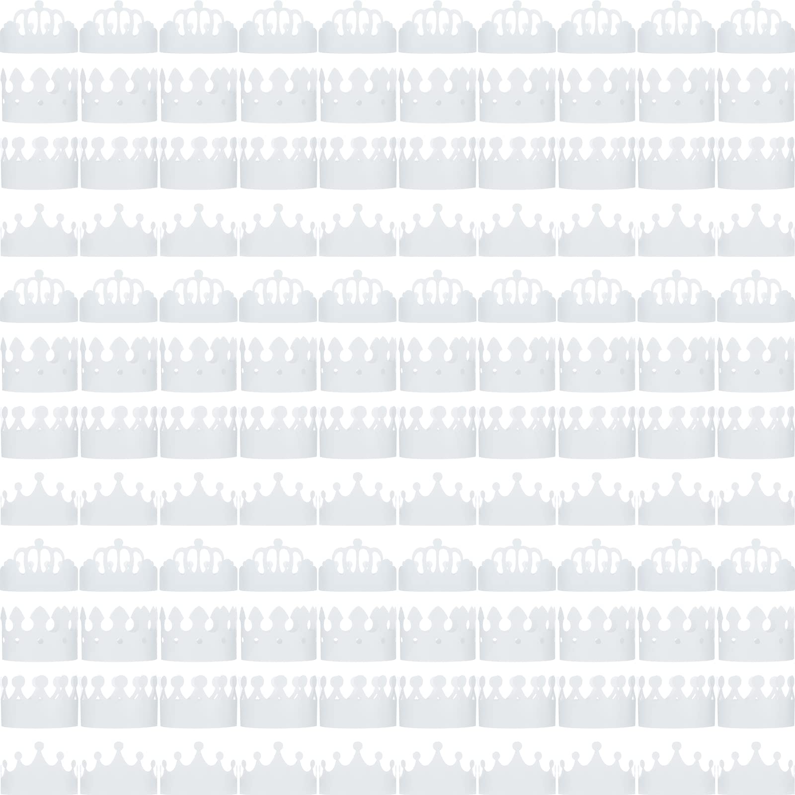 200 Pcs White Paper Crowns DIY Birthday Party Crowns for Kids, Birthday Party Hats Decorations Baby Shower Party Supplies (Stylish Style)