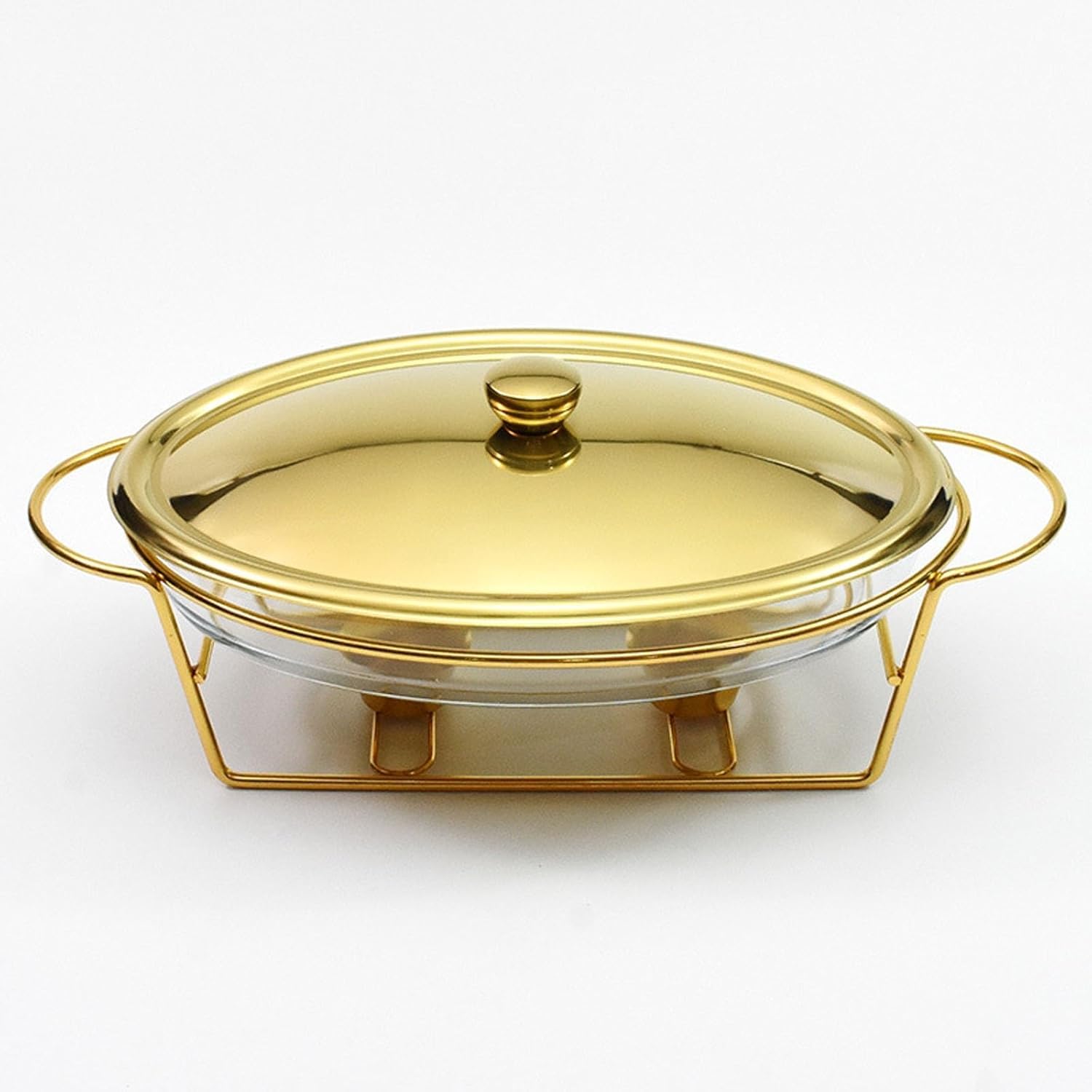 Ensemble Chauffe-Plats en Acier Inoxydable, Chauffe-Plats De Grande Taille avec Plateau Et Supports à Combustible pour Traiteurs, Mariages, Fêtes Et Banquets - Ensemble Silver