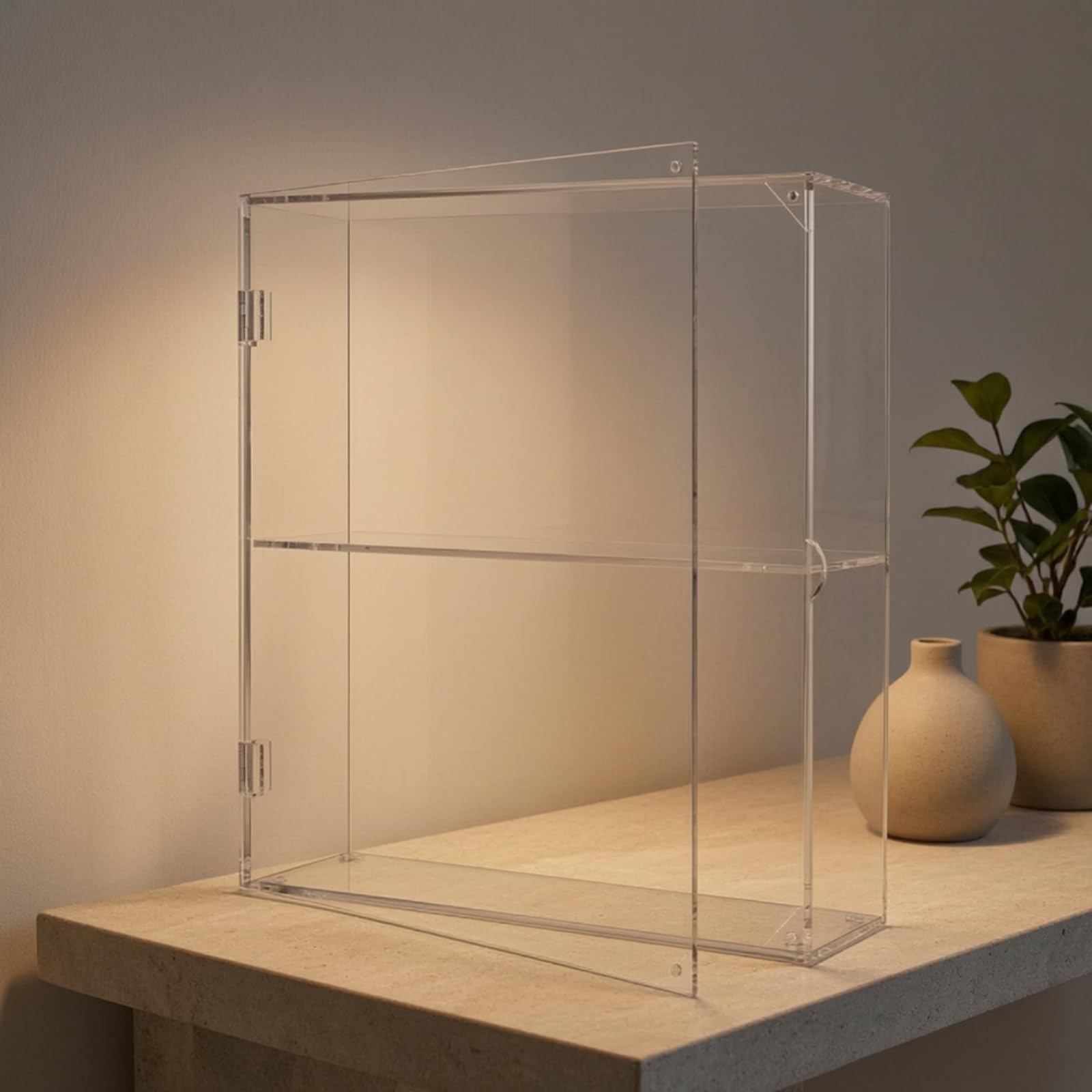 stöckige Acrylvitrine mit Tür Transparent Schaudose mit Innenboden und Griff Klappbar Acrylschaukasten für Sammler