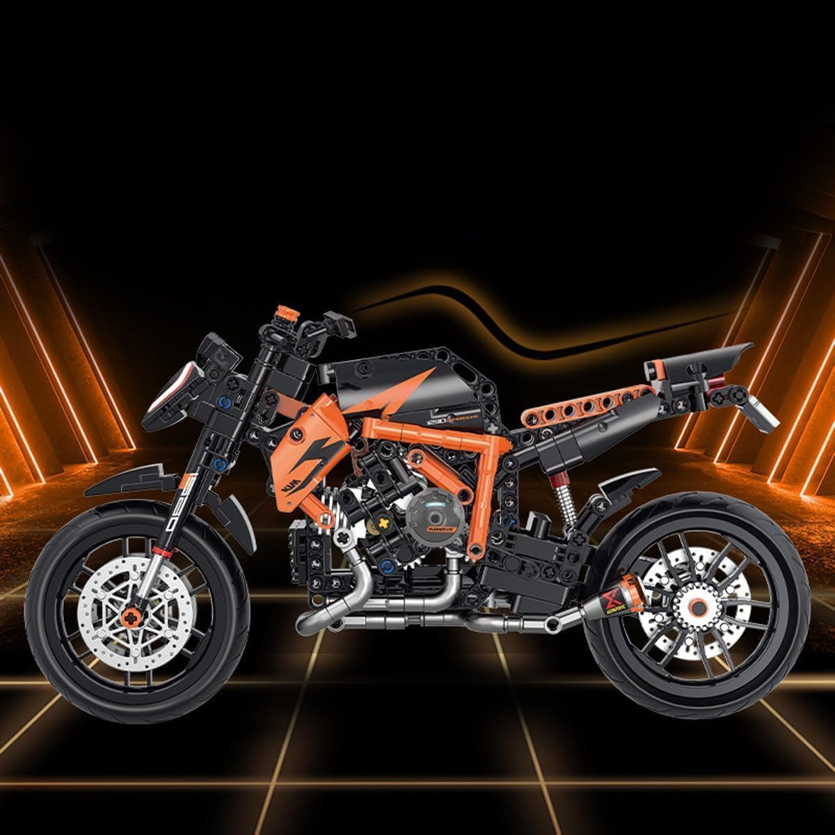 Tirff Technik Motorrad Bausteine für KTM Superduke 1290R, 579 Klemmbausteine 1:8 Technik Rennen Motorrad Geländemotorrad Bausatz Supermotorrad Set Geschenke für Erwachsene