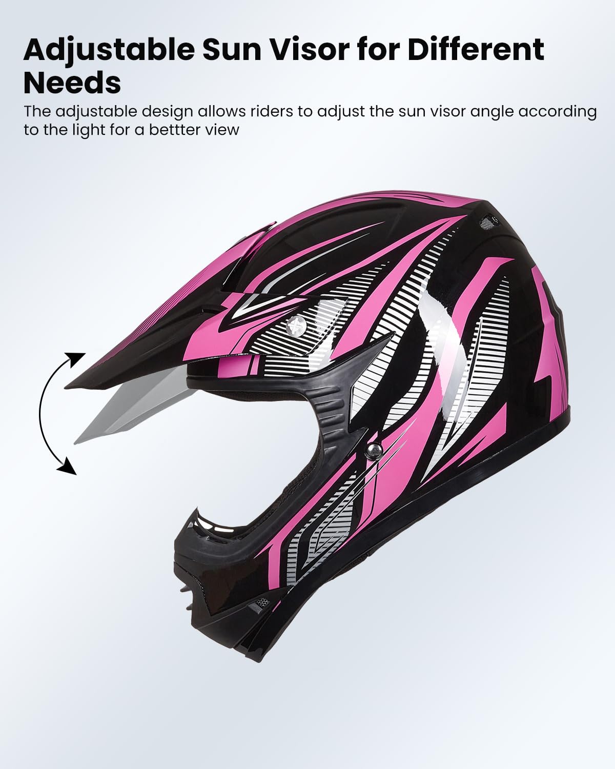 ILM Dziecięcy Kask Motokrosowy Dirt Bike dla Chłopców i Dziewcząt dla Młodzieży Unisex Homologowany ECE22.06 Full Face Off Road Rower Górski ATV Enduro MTB z Okularami i Rękawiczkami Model B07, Czarny