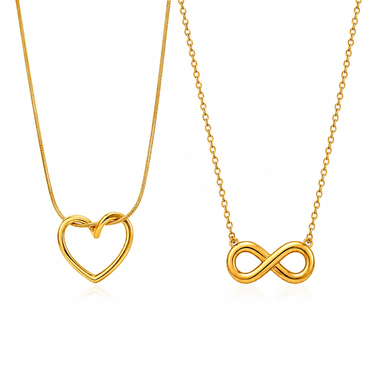 Combo Pack of 2 Anti Tarnish Gold Plated Pendant Necklace for Women & Girls (Heart & Infinity Design) | Minimalist Daily Wear Chain | Waterproof Fashion Jewellery-picture-47