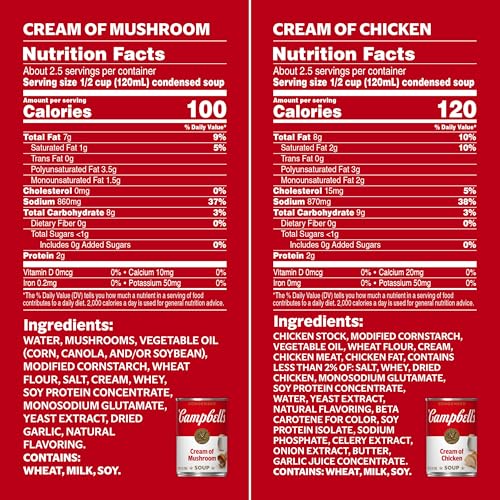 Image of Campbell's Condensed Cream of Chicken and Cream of Mushroom Soup Variety Pack, 10.5 oz Can (6 Pack)