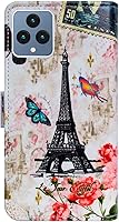 Vista 7 de REVVL 6 5G - Funda para teléfono Bcov Paris Tower Butterfly de piel con tapa para teléfono con ranura para tarjetas, soporte para T-Mobile REVVL 6 5G
