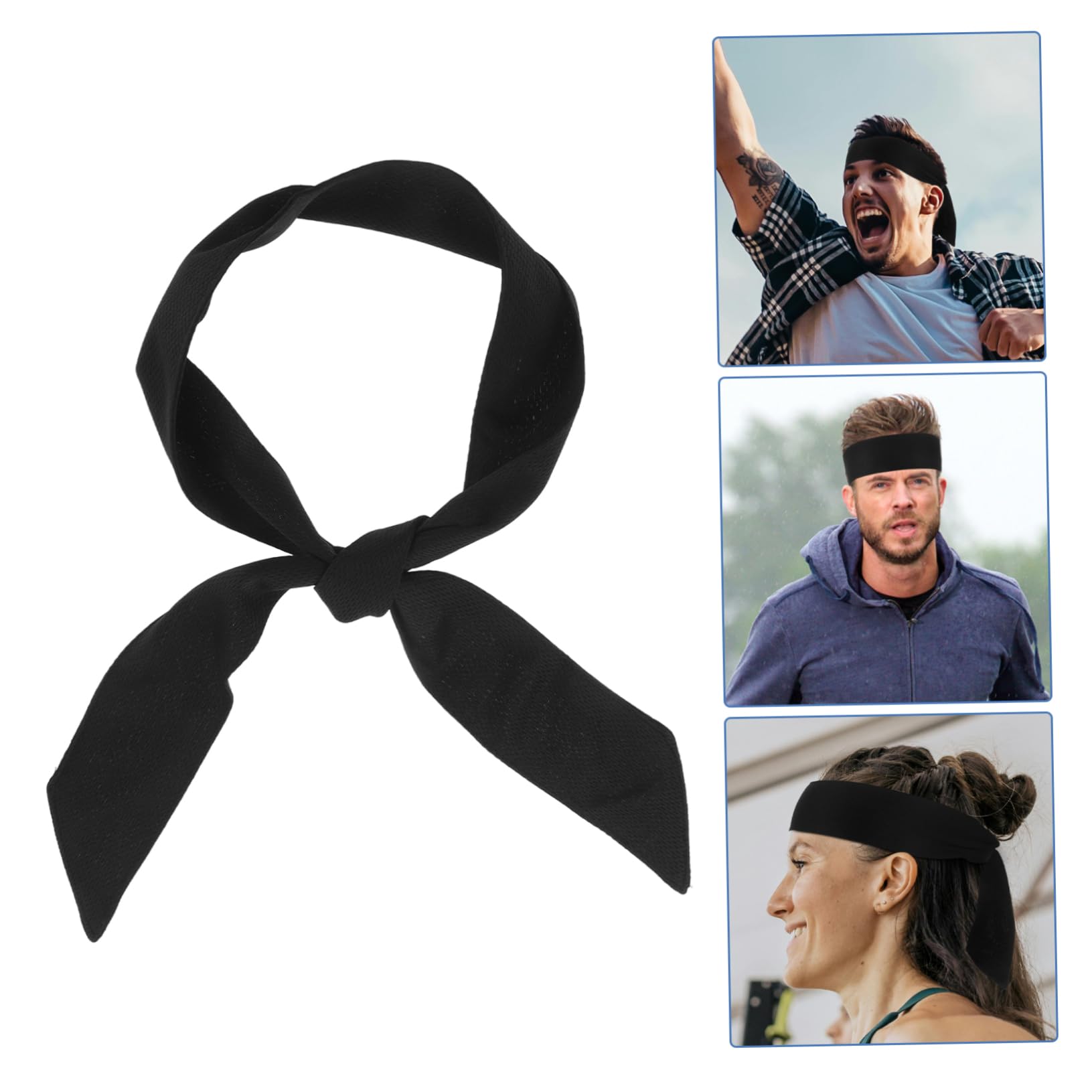 Sportstirnband Schwarz aus Polyesterfaser für Yoga und Karate