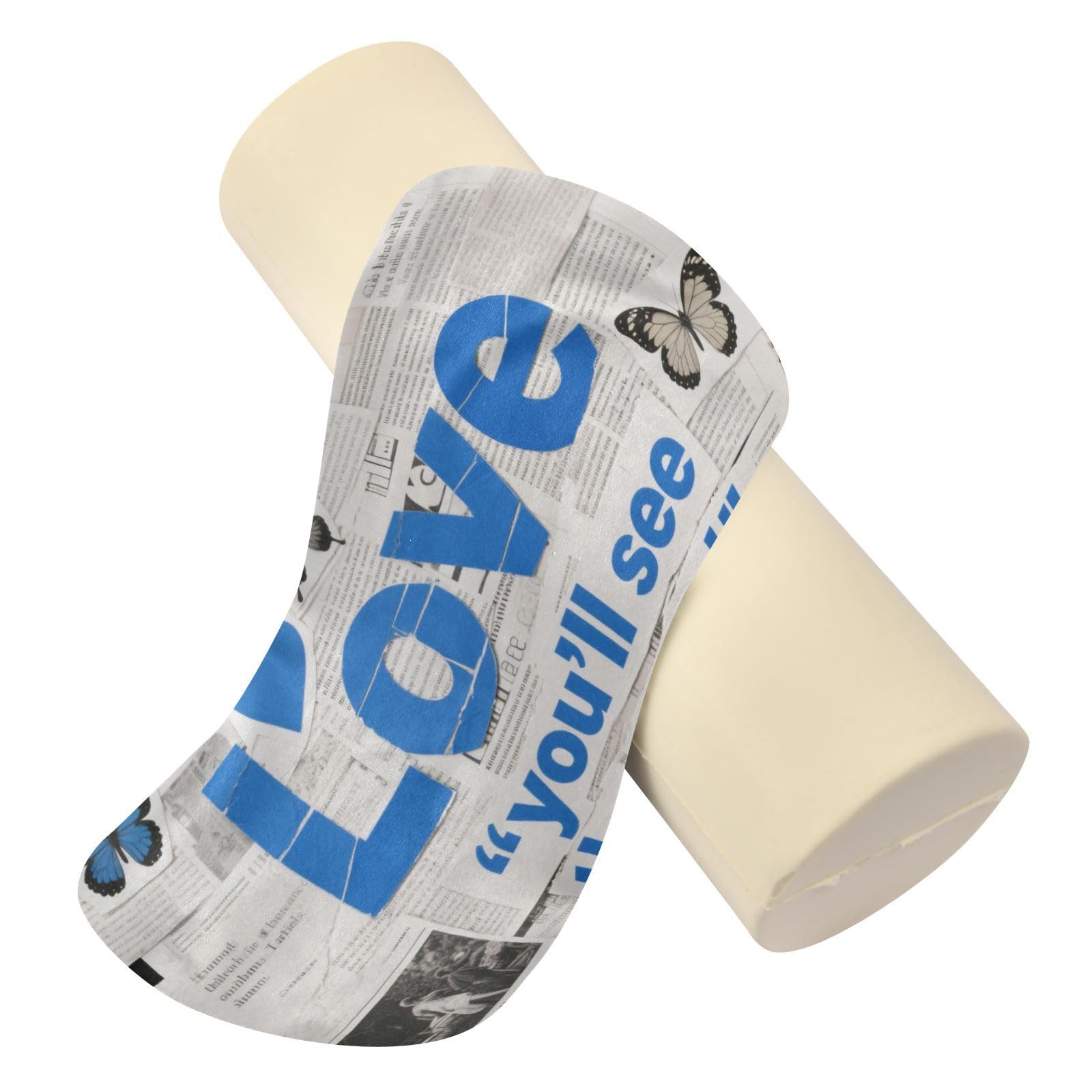 EtherSpher Blue and White Collage Poster Decorative Roll Pillow Covers with Zipper Round Cushion Pillow Foam Cylinders Lumbar Support for Bed almohada para piernas