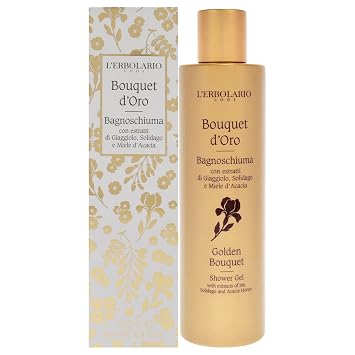 LErbolario Shower Gel Moisturizing Body Wash Toning and Protecting Antioxidant Body Soap with Honey and Floral Extracts - Golden Bouquet - 8.4 oz