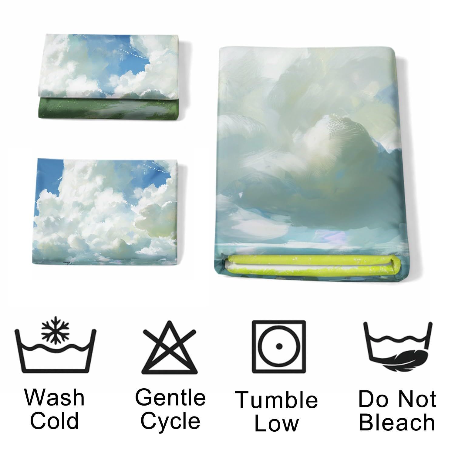 Bettwäsche 220 x 240 cm Mehrfarbig, Bettbezug Anime Cartoon Ruhig Natürlich Heilend Landschaft Felder Reversibel Atmungsaktiv Microfaser Bettwaren-Set für Kinderzimmer mit Reißverschluss
