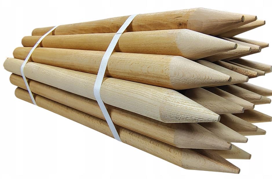 ABAZO Buchenholz Holzstäbe Holzpfosten - Pflanzenstütze Ideal für Zaunpfosten Gartenarbeiten & DIY - Robuste Pflanzstäbe - Holzpflöcke Durchmesser 20mm Länge 20cm Ovale 25 Stück