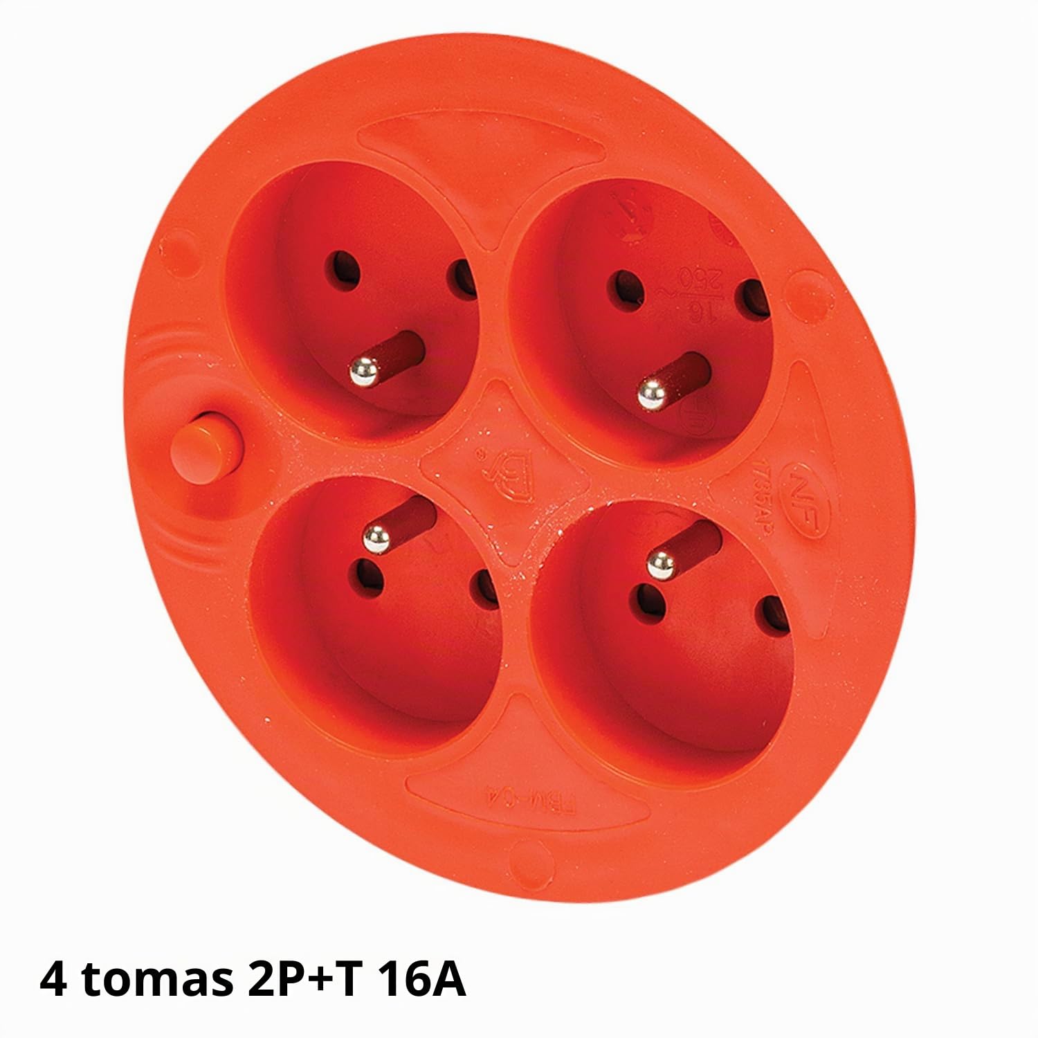 Velamp REEL-FR-15 - Alargador eléctrico (15 m, 4 enchufes, 16 A, sección 3G1,5 mm2), color negro y rojo