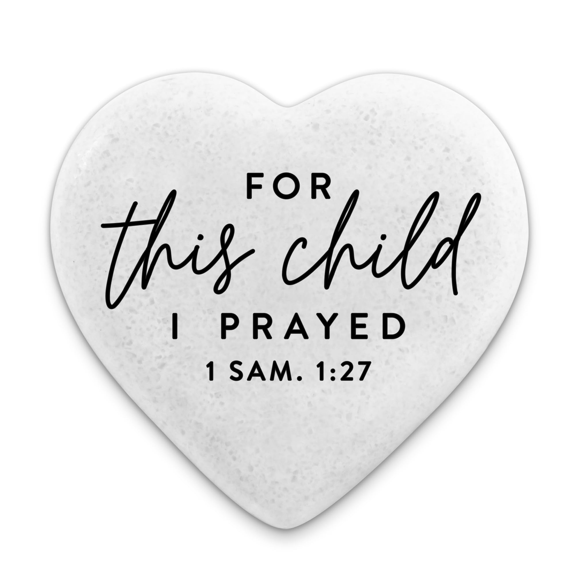 Lighthouse Christian Products Inspirational Cast Stone Heart Keepsake – “for This Child I Prayed” 1 Samuel 1:27 Scripture Heart Token, Christian Baby Gift Nursery Décor Pocket Blessing