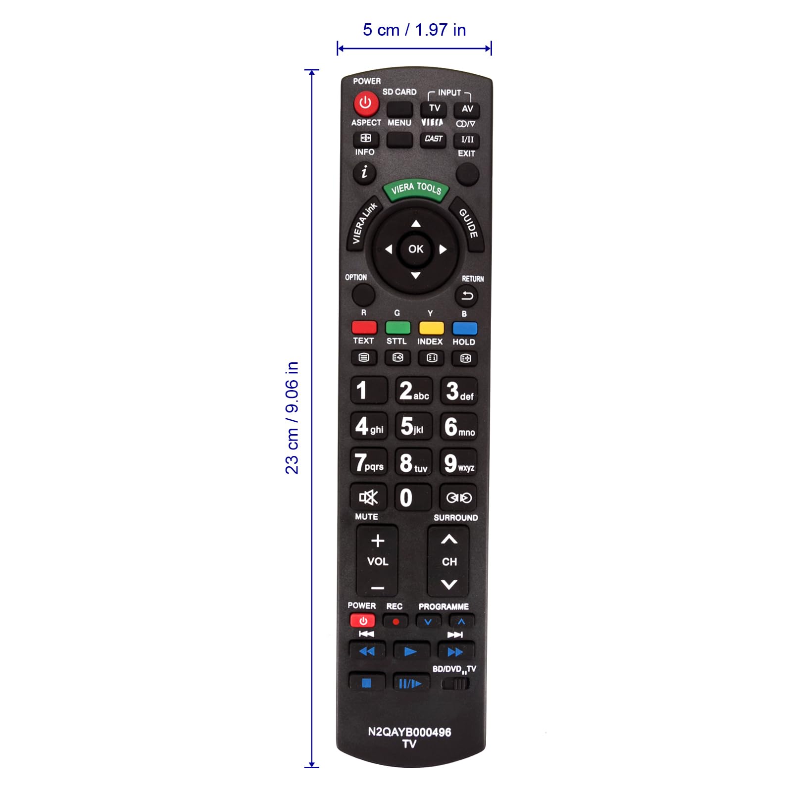 VINABTY Telecomando Universale Di Ricambio N2QAYB001211 Per TV Panasonic Serie TX-FSW504, GX800E, FS503E E Altri
