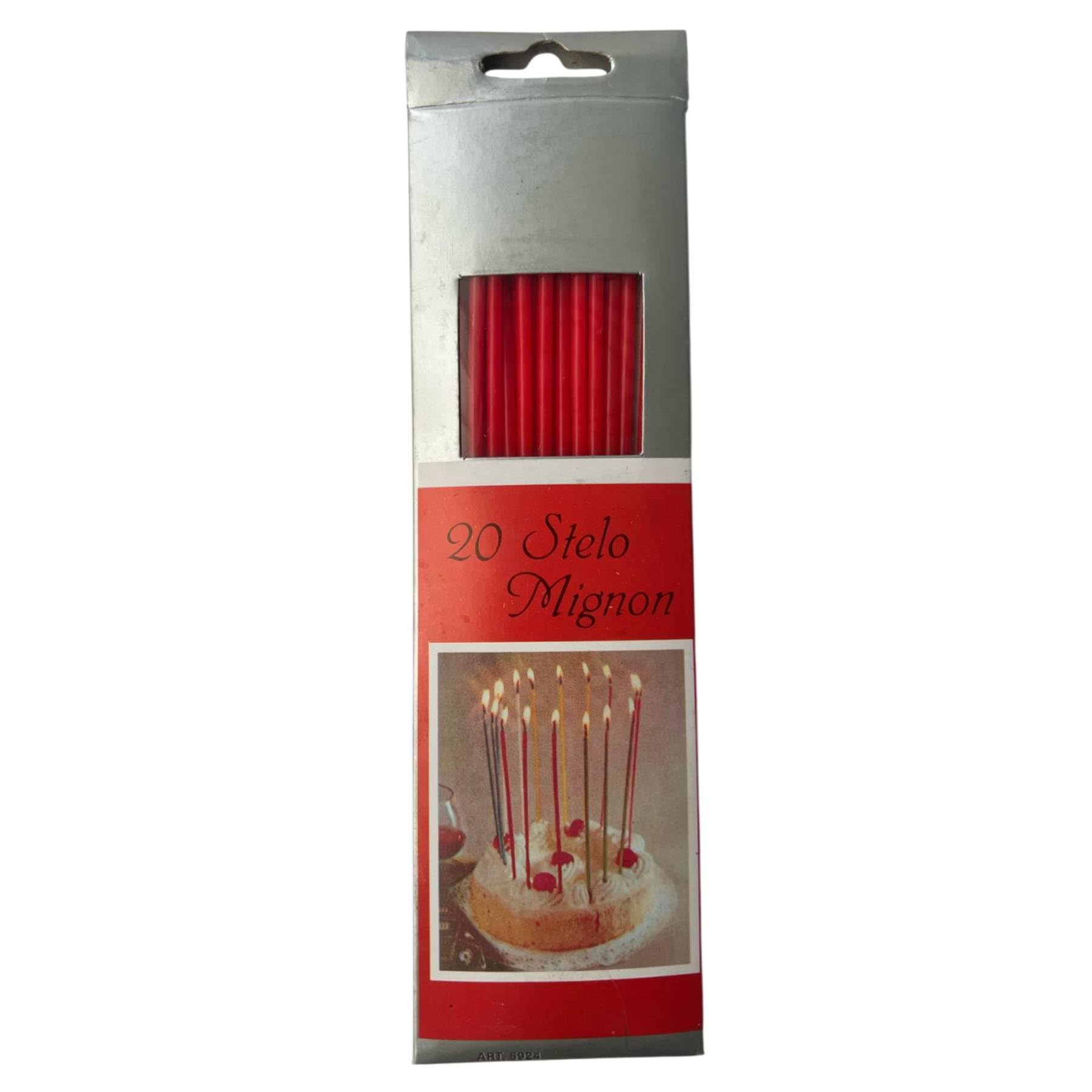 Pack of 20 Birthday Candles Stem Mignon – Red Cereria Di Giorgio