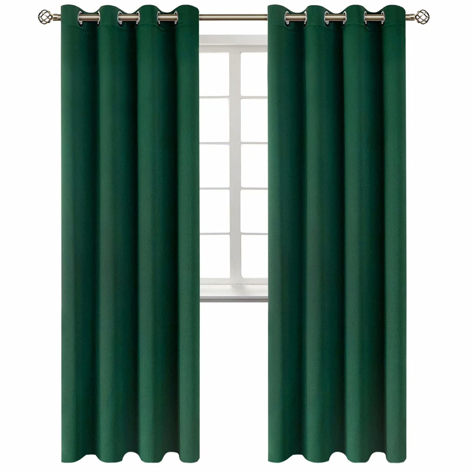 BGment Christmas Blackout Curtains - Grommet Thermal Insulated Room Darkening Bedroom and Living Room Curtains, Set of 2 Decorative Curtain Panels (52 x 84 Inch, Emerald Green)