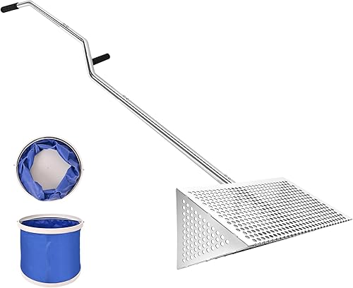 Rastrillo de pulgas de mar para playa, atrapa cangrejos de arena de acero inoxidable 304 de alta calidad, tamiz de playa de 52 pulgadas de largo con