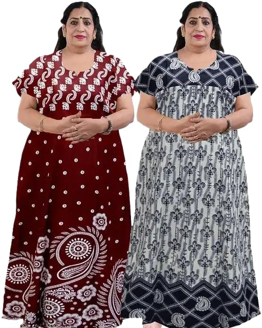 Women's Pure Cotton Jumbo (Pack of 2Pcs) Maternity Wear Nighty, Gown, Sleepwear, Maxi-picture-36
