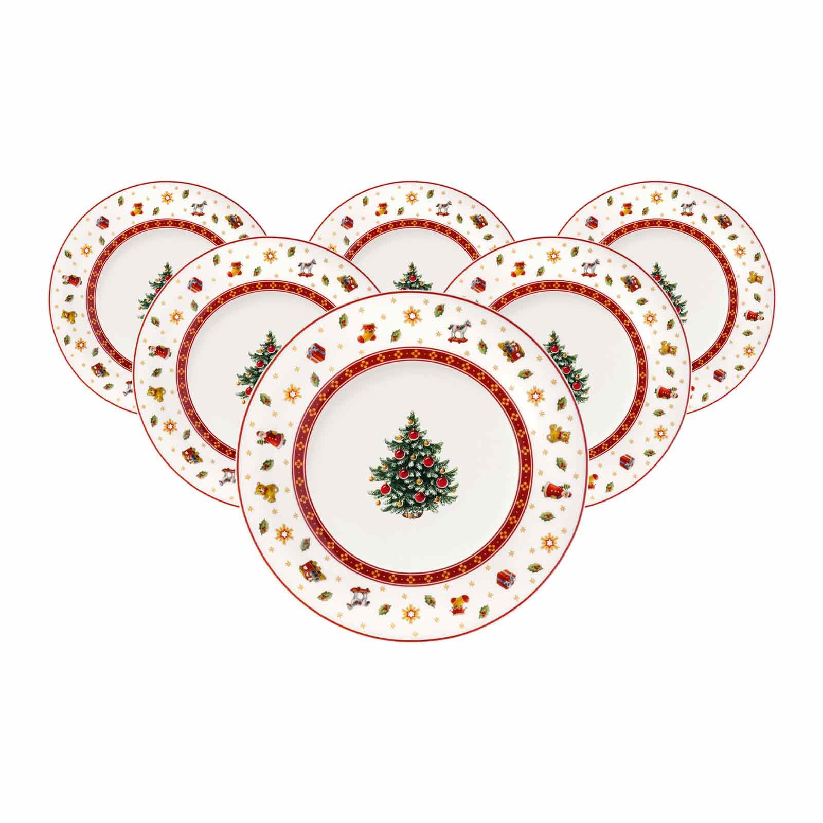 Villeroy & Boch Toy's Delight Specials Juego de 6 platos de desayuno y postre, color blanco, apto para lavavajillas, microondas, platos de desayuno, platos de postre, vajilla de Navidad, porcelana de