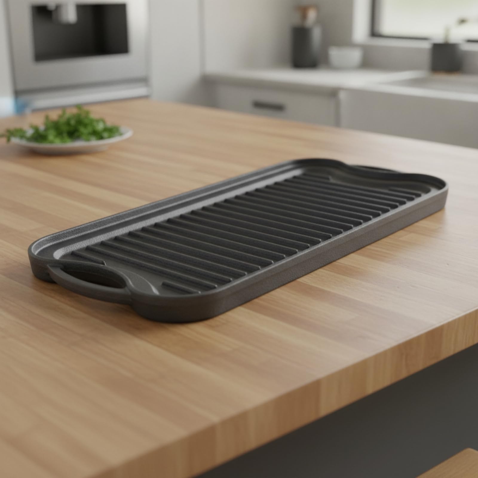 MagiDeal Plancha Hierro Fundido Parrilla Hierro Fundido Resistente Sartén con Asas para Cocineros, Cocina