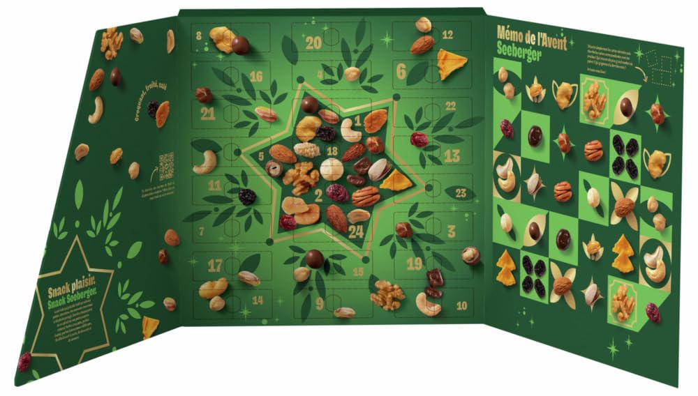 Calendrier de l´Avent Seeberger 2025 : 24 délicieux snacks emballés de maniere durable.