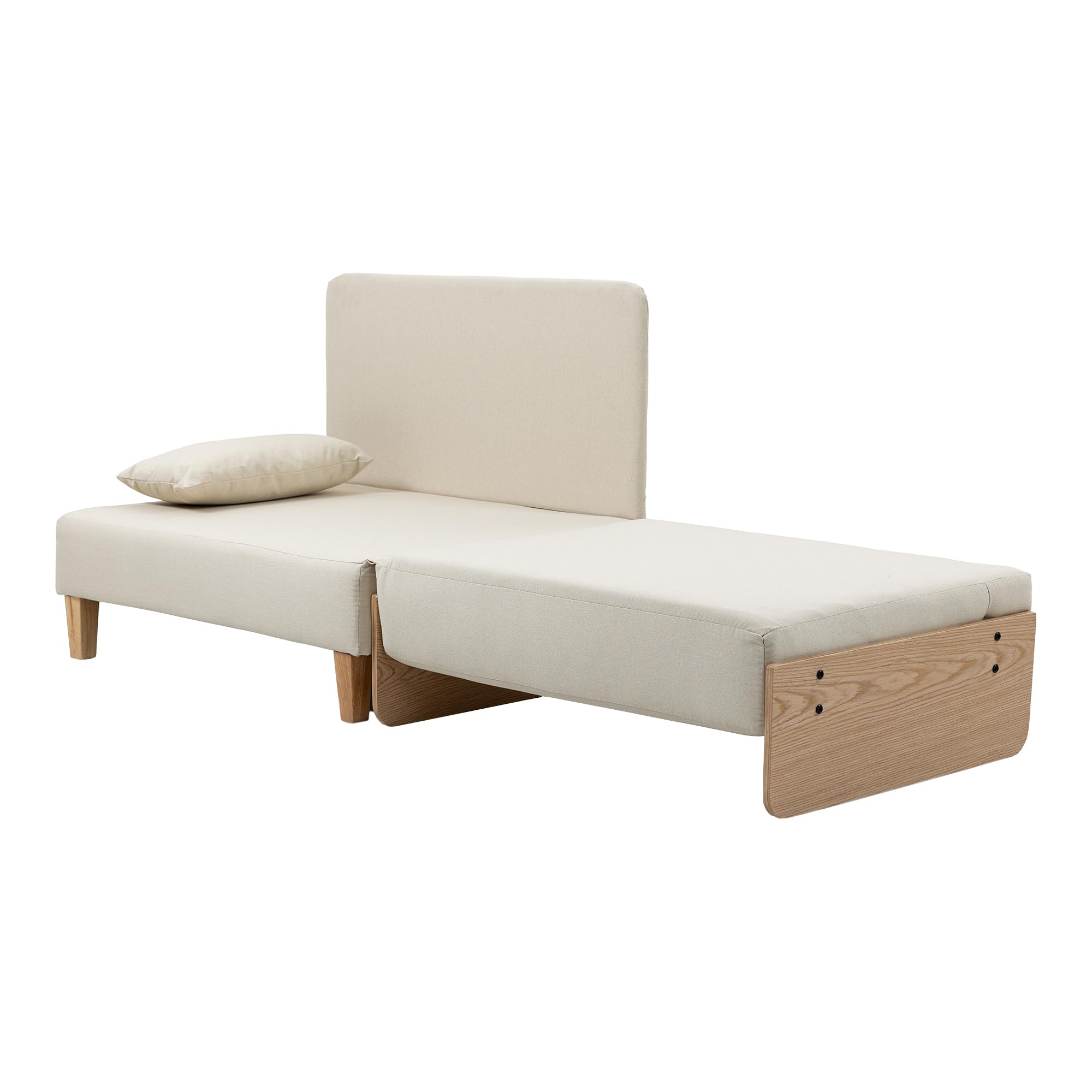 [en.casa] Sillón Covertible para Salón Seinlus Sillón Cama 2 en 1 con 2-2 Cojines Laterales y de Respaldo Butaca Acolchada Funda de Textil 81 x 88 x 68 cm - Beige