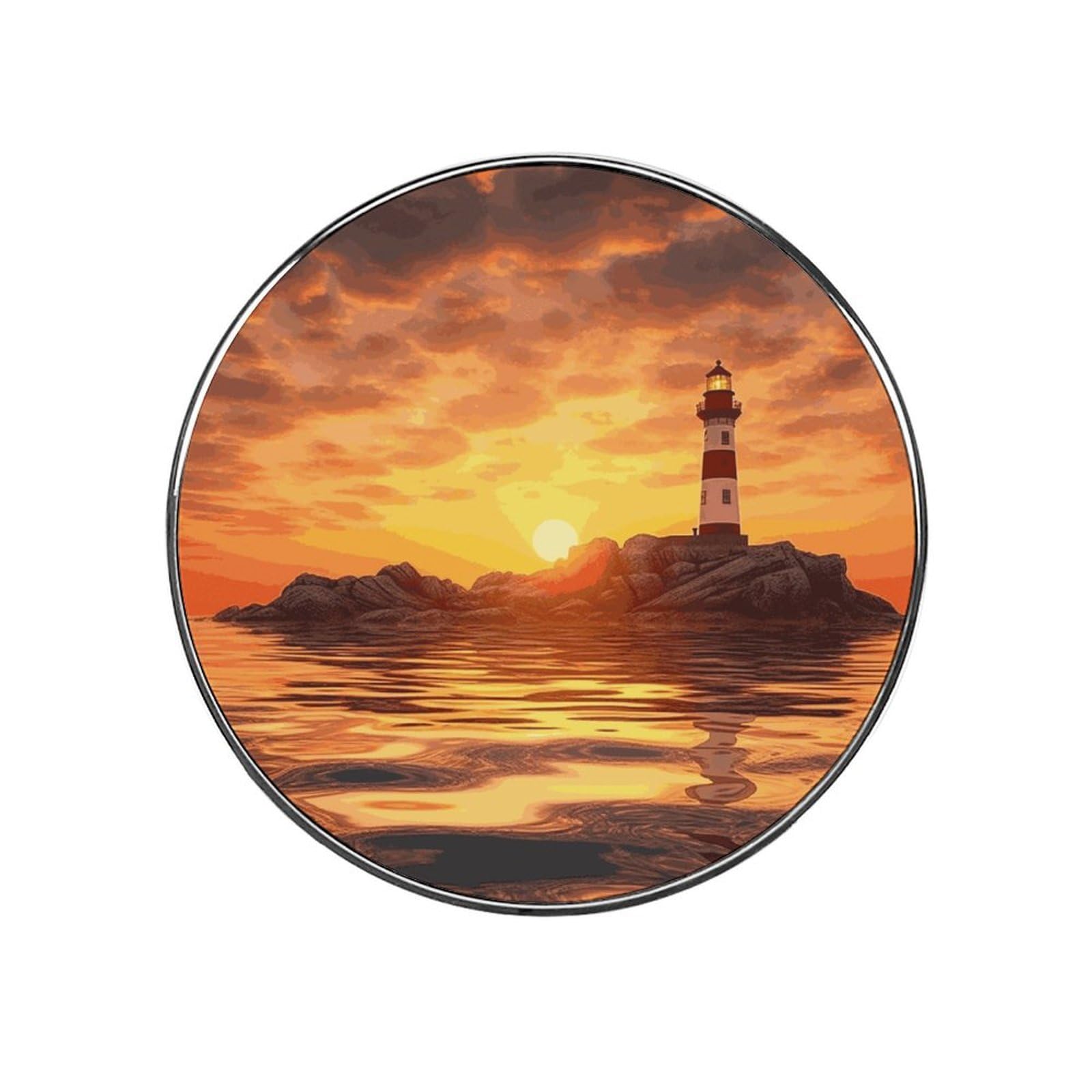 Adfgyerh Style Sea Lighthouse In Sunset Refrigerator Magnets Circular Design，Stickers Home Decorations，Fridge Magnets For Fridge Plant Lovers Kitchen Office Locker Whiteboard Car Garage Decor.