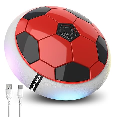 Mirana C-Type USB Rechargeable Hover Football Indoor Floating Hoverball Soccer | Air Football Neon Lite | Made in India Fun Toy Best Gift for Boys and Kids (Red) Plastic