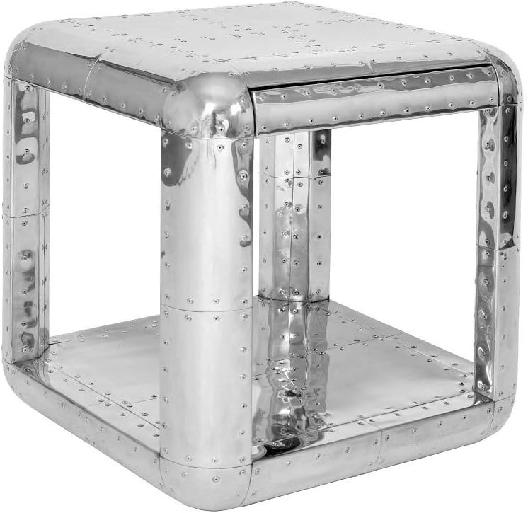 NauticalMart Aluminum Industrial End Table Metal Furniture Silver Side Table nightstand