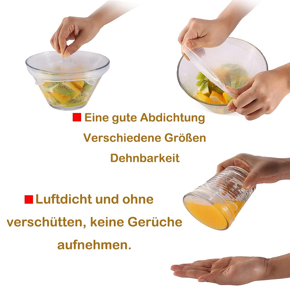 12 stuks siliconen stretch deksels set, 6 maten, herbruikbare
