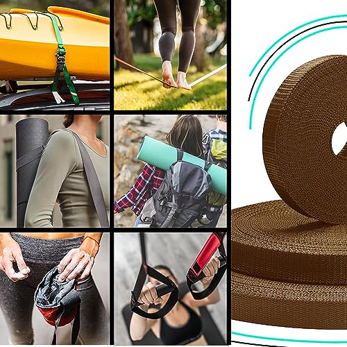 Image of TECEUM 3 /4 inch & 5 /8 inch & 1 inch & 1.5 inch & 2 inch Webbing - 10 25 50 Yards - 40+ Colors - Heavy Duty 1 Inch 1.5 Inch 2 Inch Backpack Straps - Webbing for Outdoors Indoors Crafting DIY