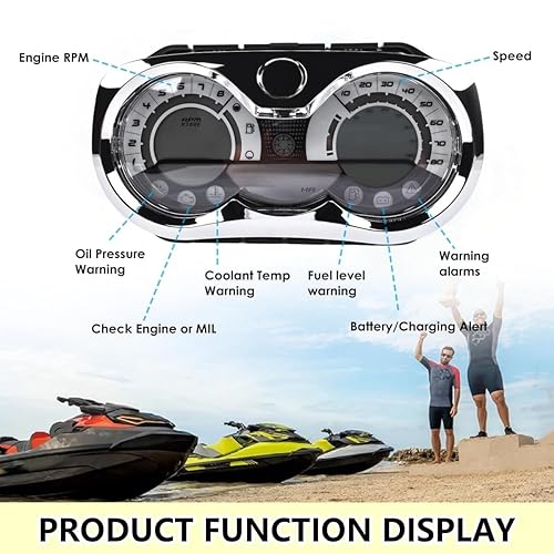 Miniatura 4 de 278002270 Actualización de medidor de velocímetro LCD con bisel cromado de repuesto para SeaDoo GTX RXP RXT Wake 2006-2011 OEM # 278002328,