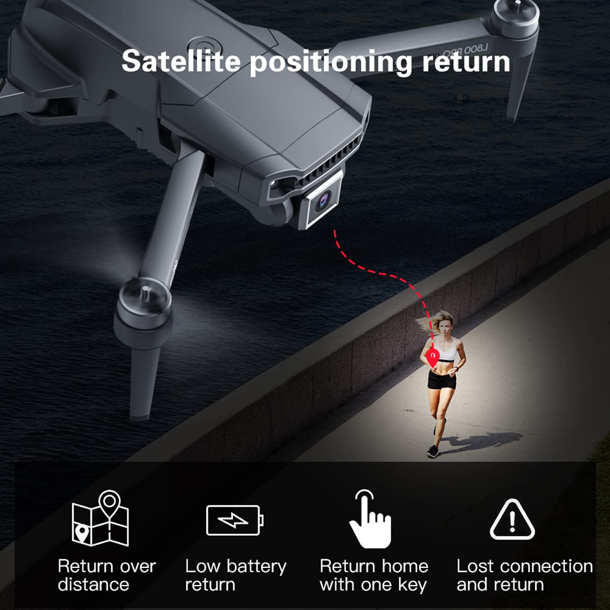 Droni Pieghevoli con videocamera 4K HD, quadrirotore RC per Adulti, Ritorno GPS con Una Chiave, Segui GPS, Volo traiettoria, Avvolgimento a Punto Fisso, Hover ad Altezza Fissa, modalità senz