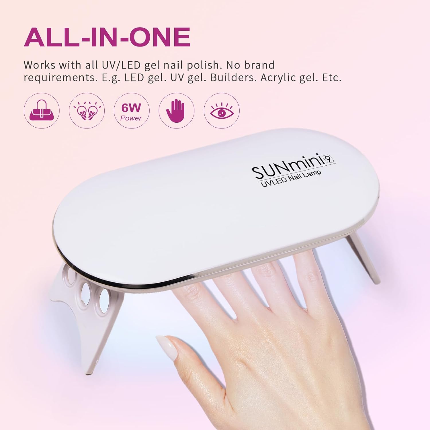 MIRAGE LAYON Foldable UV Nail Lamp with 9 Beads 365+405nm - Low Heat USB Gel Light for Polish/Resin Kit & Manicure​