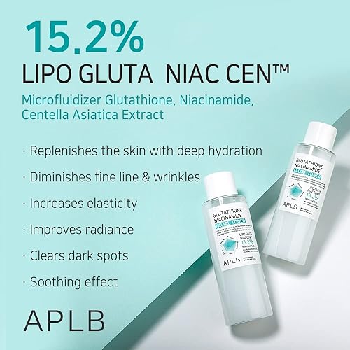 Miniatura 3 de APLB Tónico facial de niacinamida glutatión | LIPO GLUTA NIAC CEN™ 15.2% 5.41 FL.OZ/Cuidado de la piel coreano, reabastecimiento de humedad,