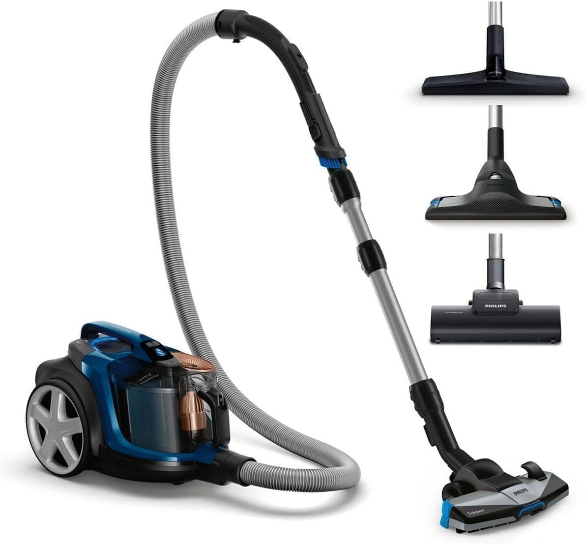 Philips PowerPro Expert Aspirapolvere Senza Sacco - Motore Potente da 900W, Filtro HEPA Allergy Lock, TriActive+ per Pavimenti e Tappeti, Blu (FC9745/09)