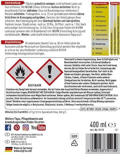 NIGRIN Haftgrund, 400 ml Sprühdose, für die Grundierung von Oberflächen vor dem Lackieren, Grau