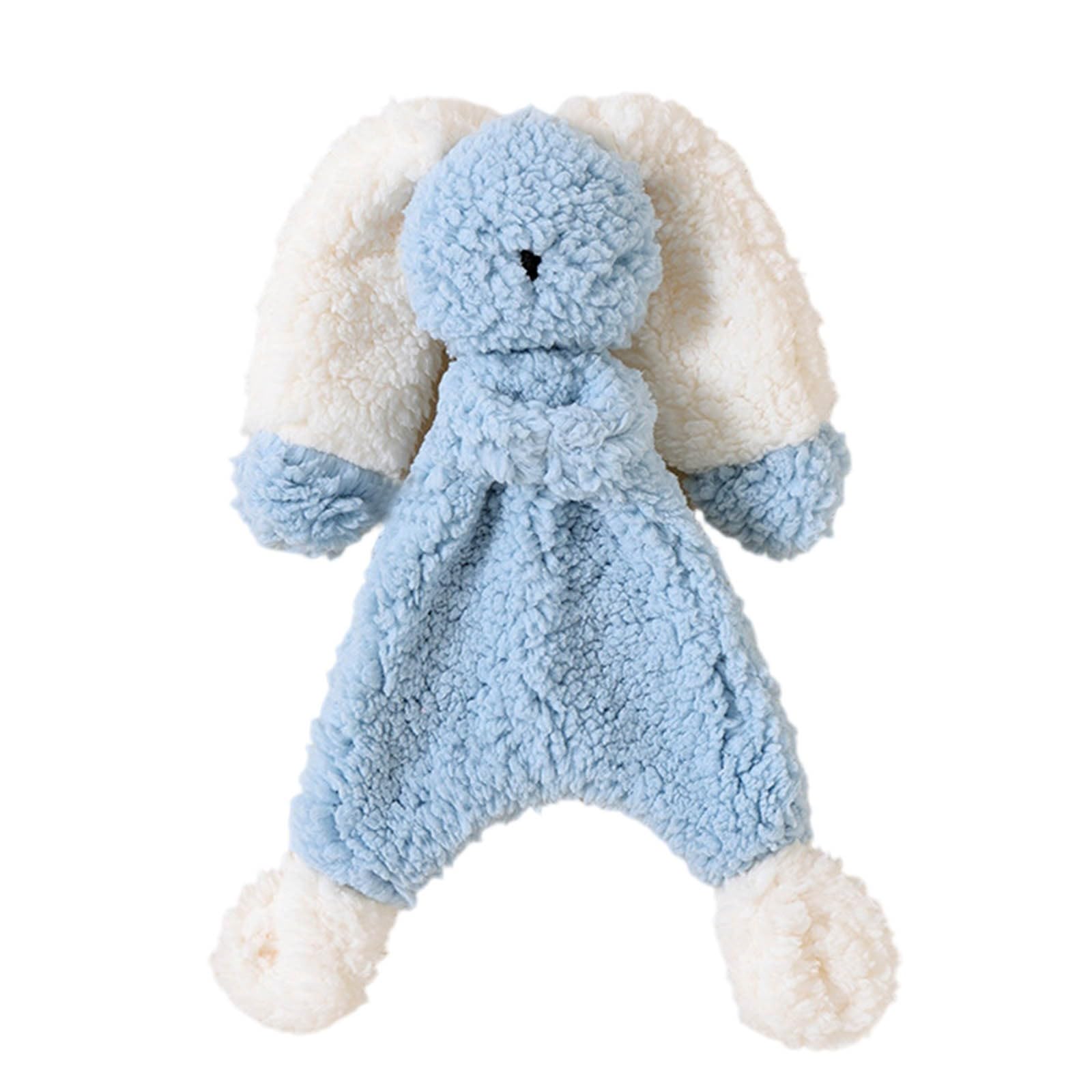 52x32cm Custom Baby Comforter Blanket with Plush Lamb Toy Personalised Embroidery Newborn Sleep Aid Machine Washable Unisex Baby Gift Blue White Nursery Essential โ image 1