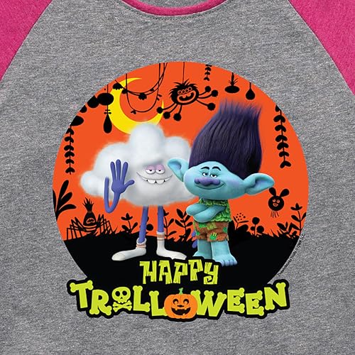 HYBRID APPAREL Trolls - Happy Trolloween Branch and Cloud Guy - Toddler & Youth Girls Raglan Graphic T-Shirt3